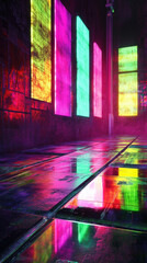 Abstract Colorful Interior with Reflections