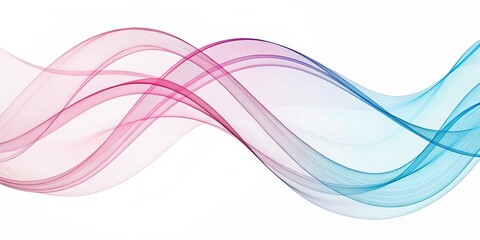 Abstract Pink and Blue Gradient Waves on White Background