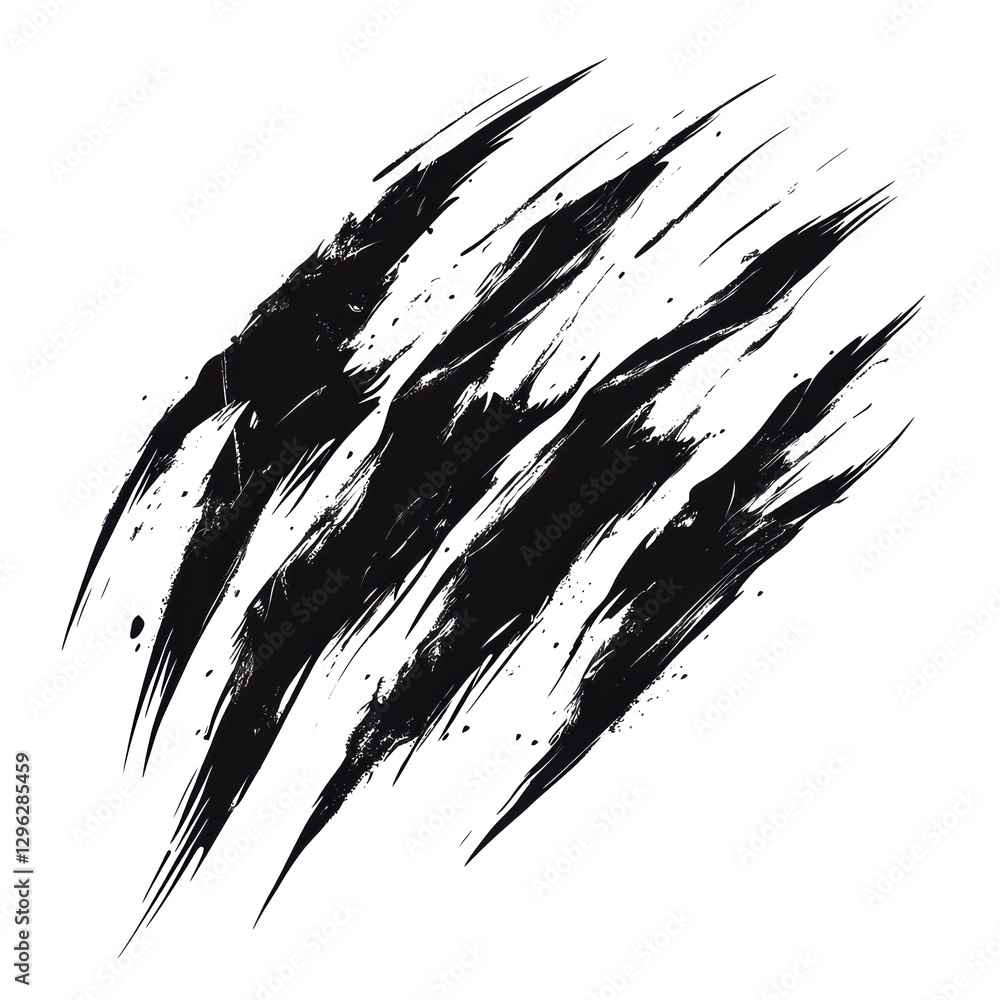 Poster black claw marks on white background create a dramatic effect on transparent background