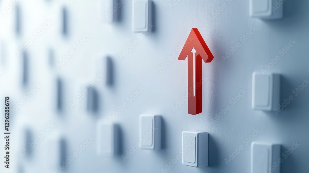 Poster upward growth arrow graphic digital space visual representation abstract design close-up perspective