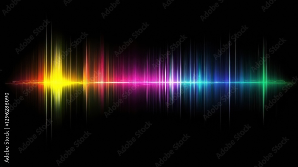 Aufkleber colorful soundwave representation visualizing audio frequencies in vibrant hues against a black back