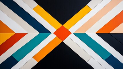 Luxurious Aztec-inspired painting with bold geometric shapes and vibrant colors, featuring intricate details and a minimalist pattern, perfect for modern design and cultural aesthetic projects.