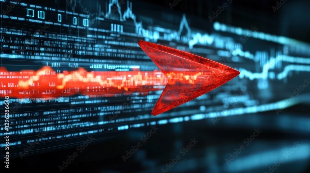 Poster dynamic data visualization arrow digital environment graphic content technology concept futuristic v