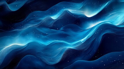 Obraz premium An abstract digital art piece depicting flowing blue nebulas and stardust