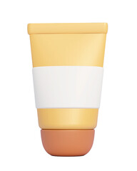 Cartoon lotion tube isolated on transparent background. 3D illustration