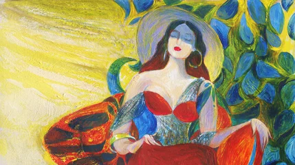Gordijnen abstract woman portrait. watercolor painting. illustration © Anna Ismagilova