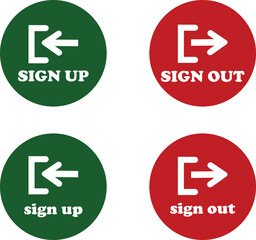 Login and logout icon set Set of sign out, Sign in vector vector collection. Open and close door symbol. Black exit and enter arrow, trendy flat style isolated on transparent background.