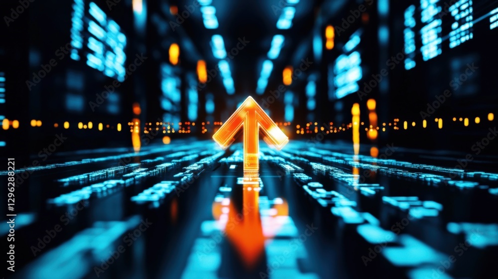 Fototapete digital progression futuristic arrow movement through data streams virtual environment conceptual de