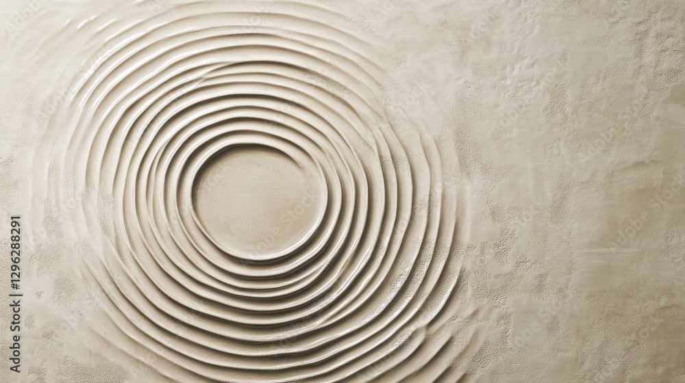 Poster circular textured design with concentric rings and a neutral color