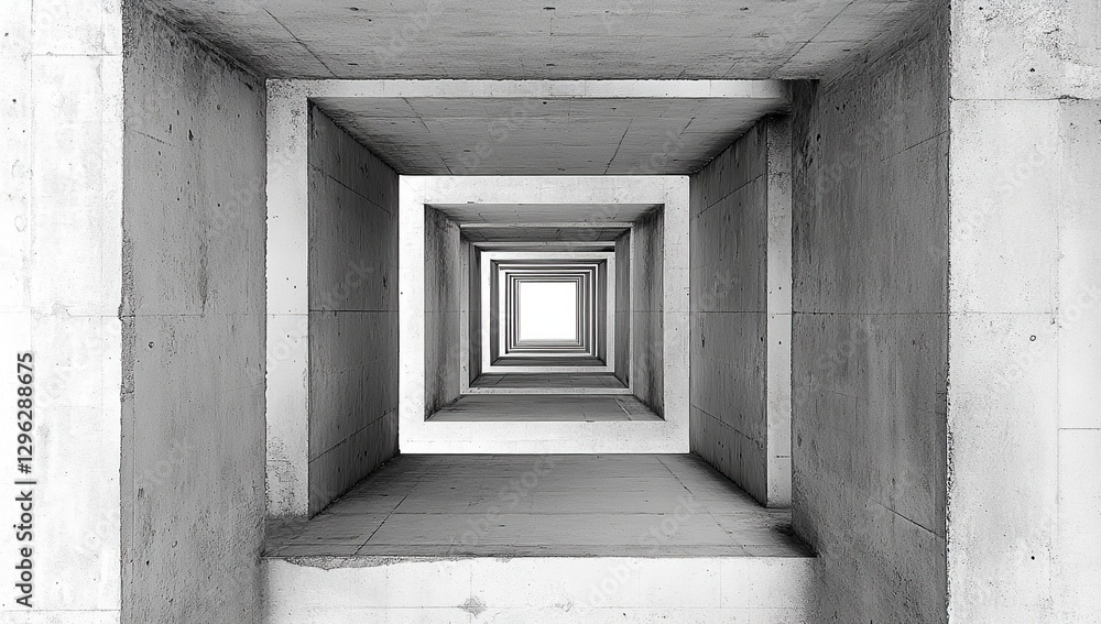 Poster grayscale concrete tunnel architecture