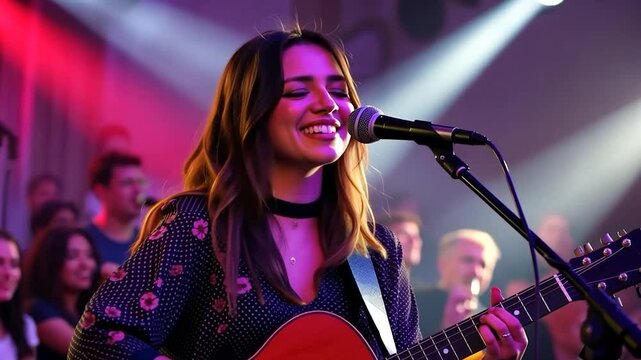 Passionate Singer Performing Live on Stage
