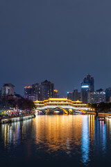 Jiuyan Bridge, a landmark building in Chengdu, Sichuan Province, China