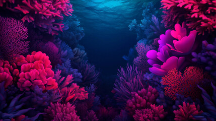 Vibrant underwater scene with colorful coral reefs and marine life