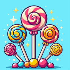 vector illustration of colorful lollipops