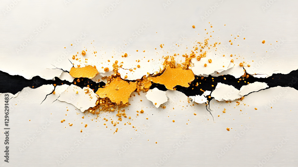 Poster dynamic ripped torn canvas art displaying chaos and texture in a modern interior space