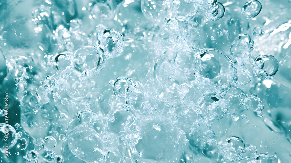 Aufkleber refreshing chaos of sparkling bubbles in water aquatic environment close-up view