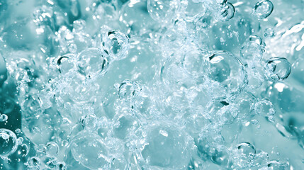 Obraz premium Refreshing chaos of sparkling bubbles in water aquatic environment close-up view