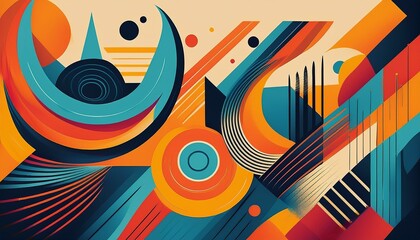 colorful abstract design featuring geometric shapes and patterns