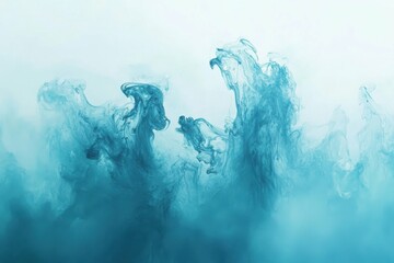 Turquoise Ombre Watercolor Background. Abstract Blue Gradient Texture with Soft Paint Stains