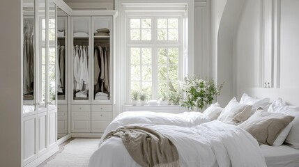 Twin Bedroom. Natural Light Illuminating a Clean and Neat Space with Stylish Decoration