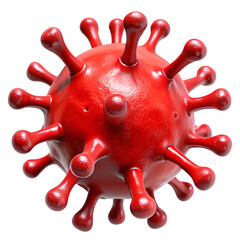3d render red virus isolated on transparent background