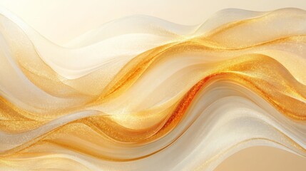 Obraz premium Golden and Creamy Wavy Abstract Background with Subtle Light Effects