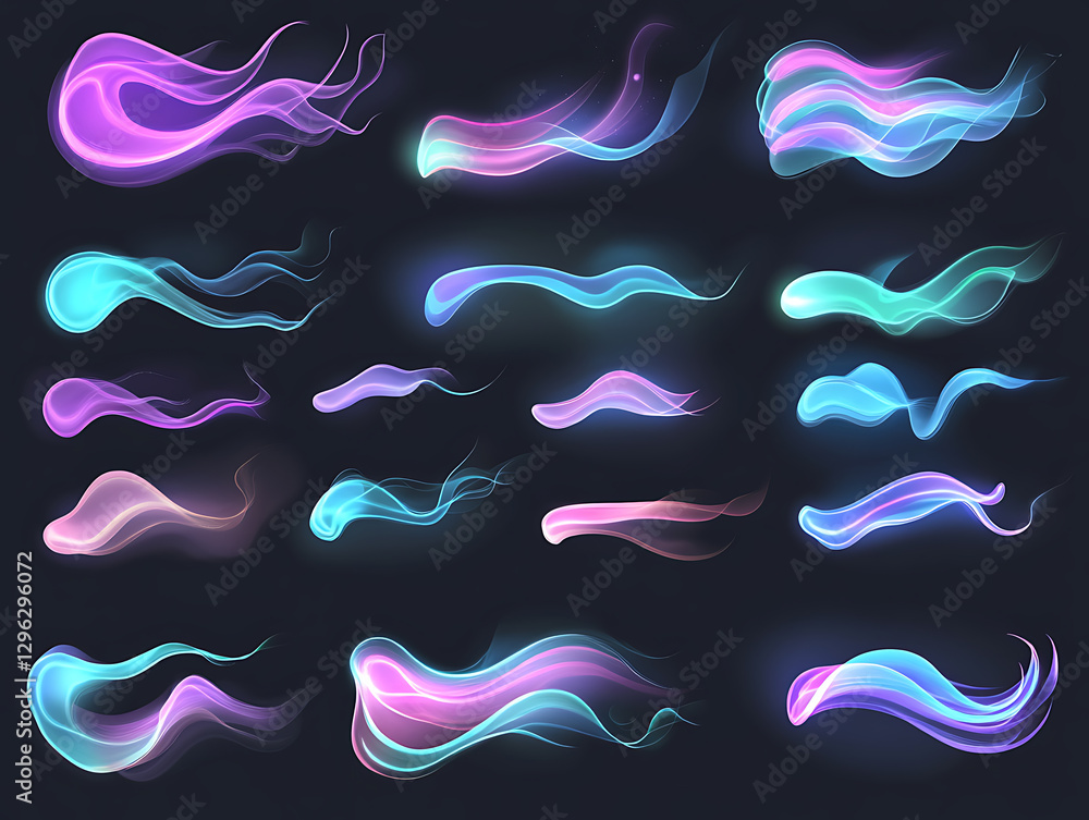 Aufkleber dynamic flowing light waves abstract art digital design colorful environment artistic viewpoint visu