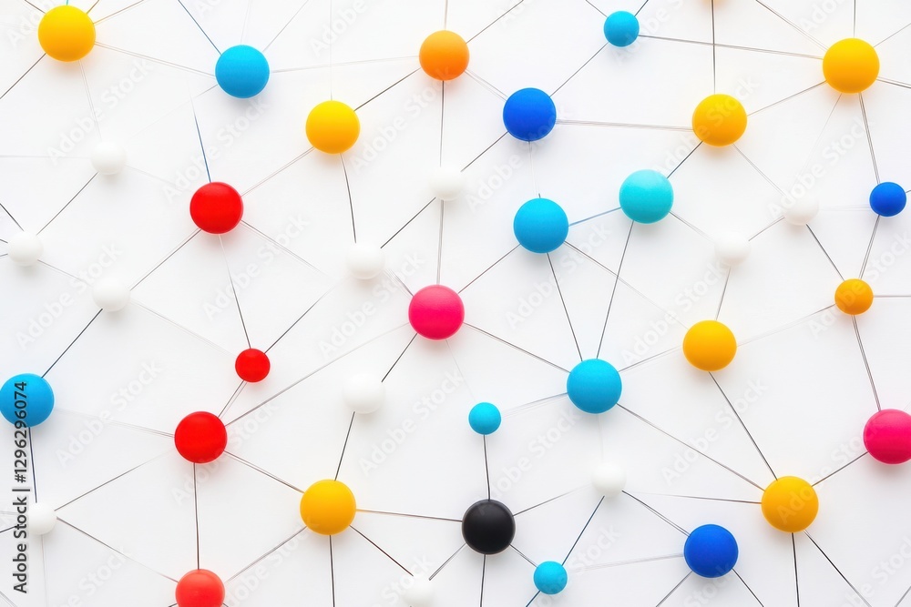 Poster a photo showcasing a vibrant pattern composed of various colored circles on a clean white background