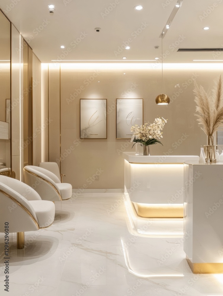 Poster modern reception area with elegant decor and minimalist design in a serene environment. generative a