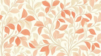 Elegant wallpaper design, featuring soft peach curled patterns, with a simple yet timeless aesthetic, suitable for indoor decoration.