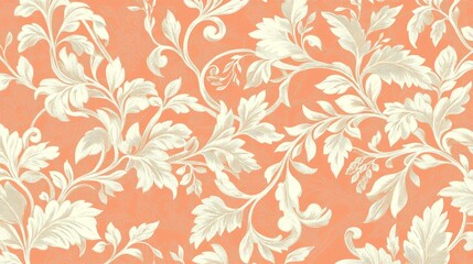 Elegant wallpaper design, featuring soft peach curled patterns, with a simple yet timeless aesthetic, suitable for indoor decoration.