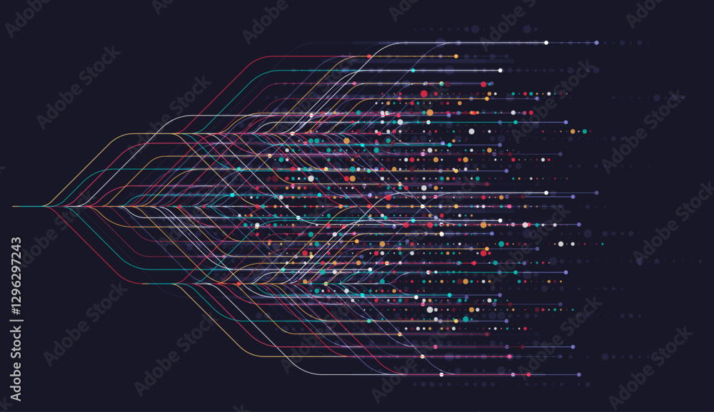 Aufkleber big data visualization. social network, financial analysis of complex databases. data mining. vector