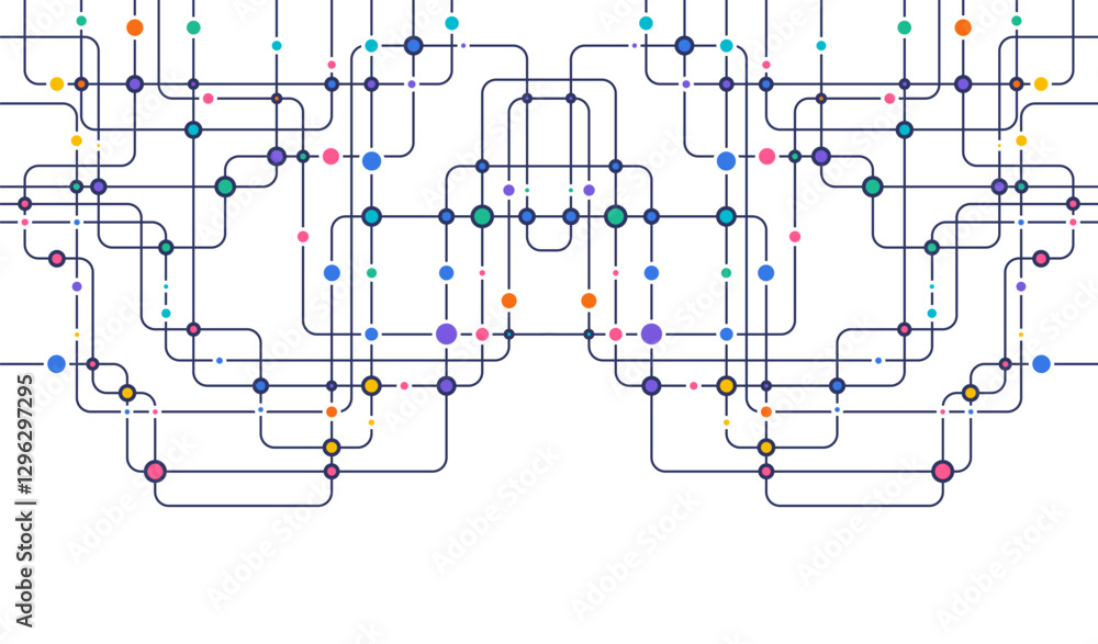 Poster circuit connect lines and dots. network technology and connection concept. decentralized network nod