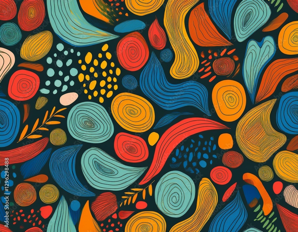 Poster colorful abstract doodle shape seamless pattern creative minimalist style art background trendy desi