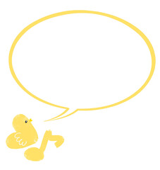 かわいい小鳥と音符の吹き出し素材