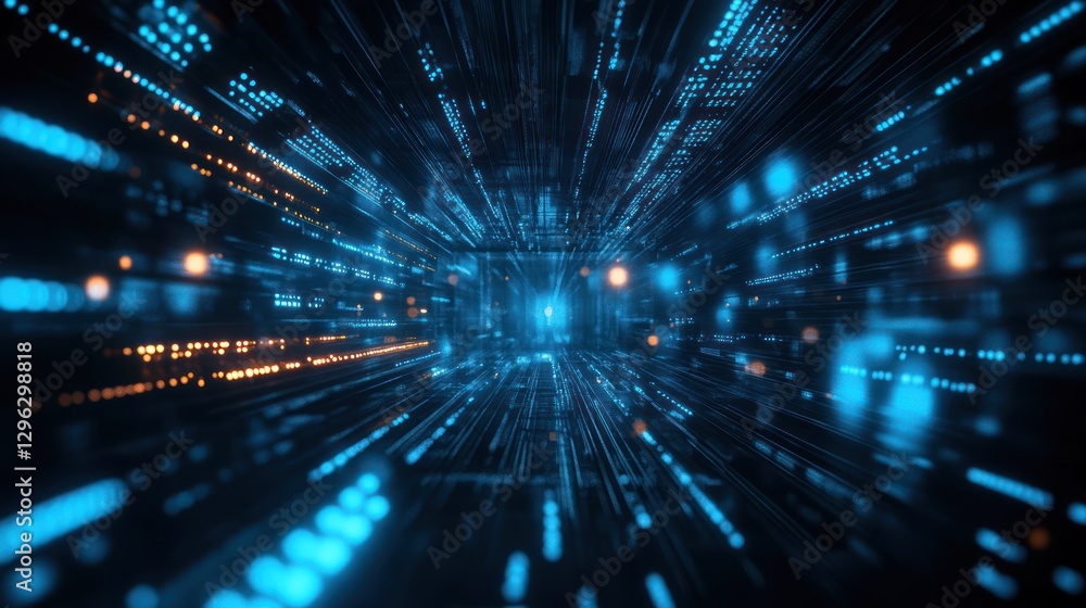 Poster digital data stream tunnel, abstract background
