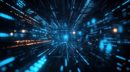 Obraz premium Digital data stream tunnel, abstract background