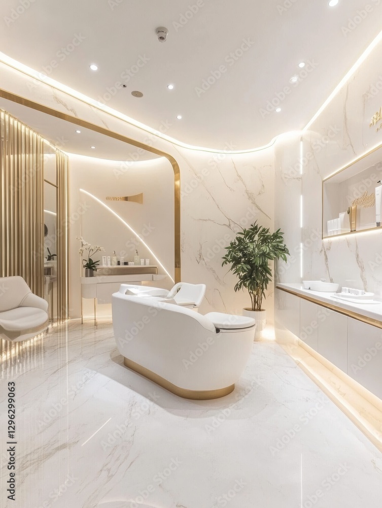 Poster elegant spa interior design with modern furnishings and soft lighting in a luxurious space. generati