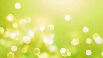 Fototapeta premium Abstract green and yellow bokeh background with soft light spots for serene design projects