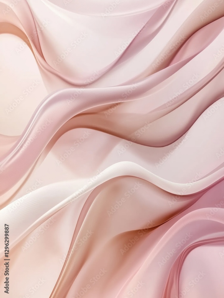 Poster Soft flowing waves of pastel colors create a serene and calming atmosphere in modern design elements. Generative AI