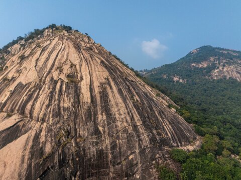 Drone shot of Pakhi Pahar, Purulia, featuring vibrant bird art and scenic hills, ideal for nature and tourism-related visuals.