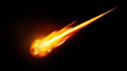 fiery meteor streaking across a dark background