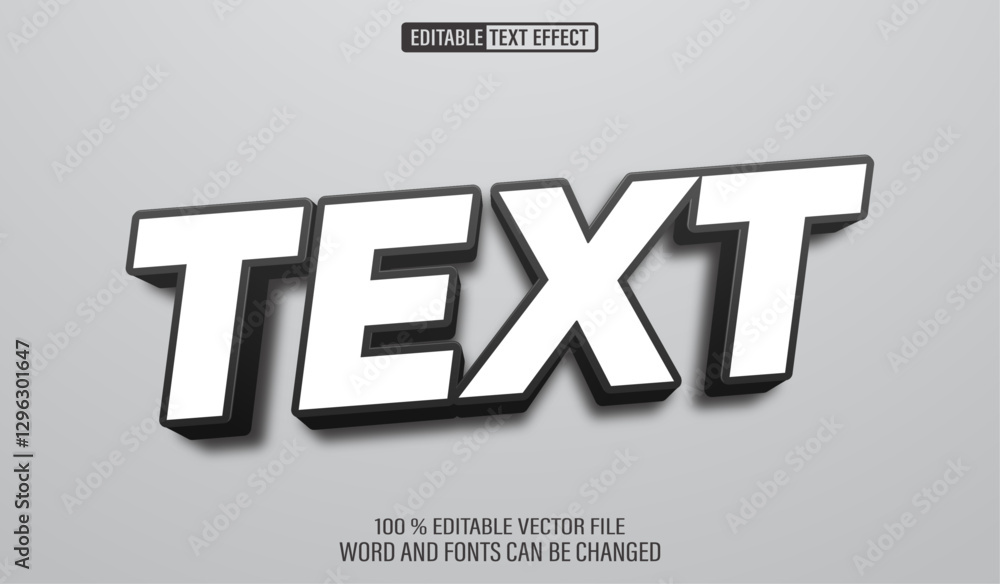 Poster editable 3d text style effect - black bold text effect template