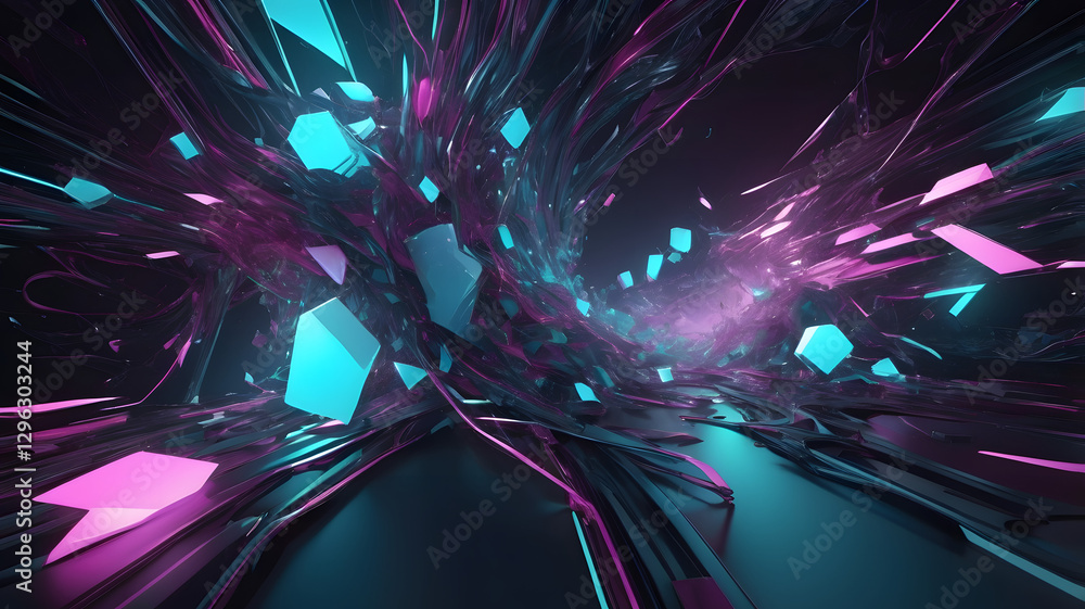 Poster vibrant glowing abstract background with colorful waves and light effects