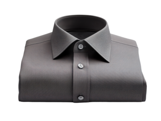 Folded gray dress shirt with classic collar and buttons