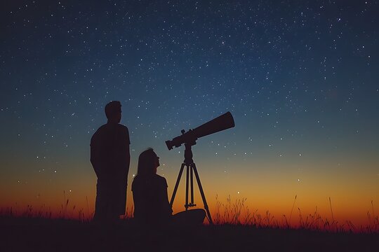 silhouette of a telescope - Powered by Adobe