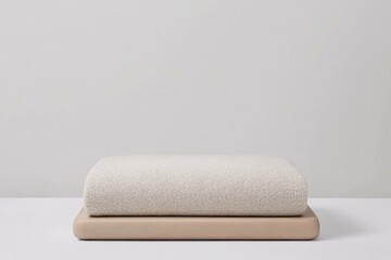 Minimalistic beige textiles on a light backdrop, showcasing elegant design and comfort in home decor Perfect for modern interiors and soft aesthetics