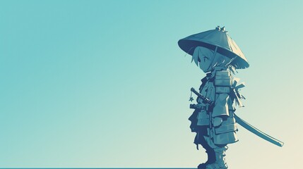 A Lone Samurai Standing in Contemplation Under a Vast Sky