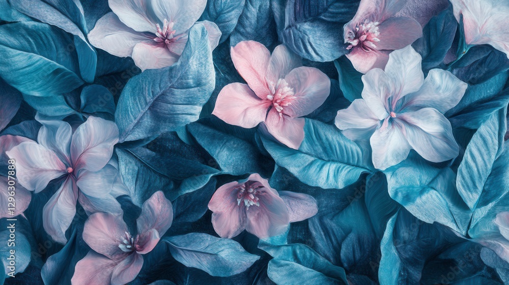 Poster bright floral patterns with intricate details