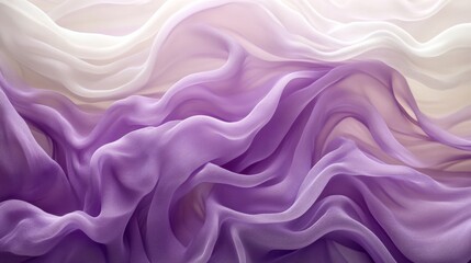 Fototapeta premium Flowing purple and white fabric creating an abstract display